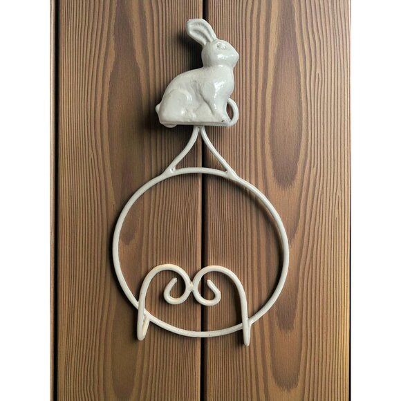 Shabby Chick Style Bunny Rabbit Plate Hanger White 15x8 - Picture 1 of 15